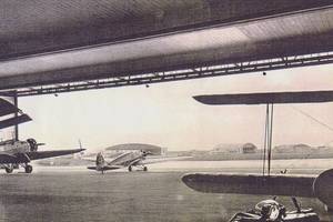 1936 flugplatz, aus werfthalle blick gen westen q ltmp