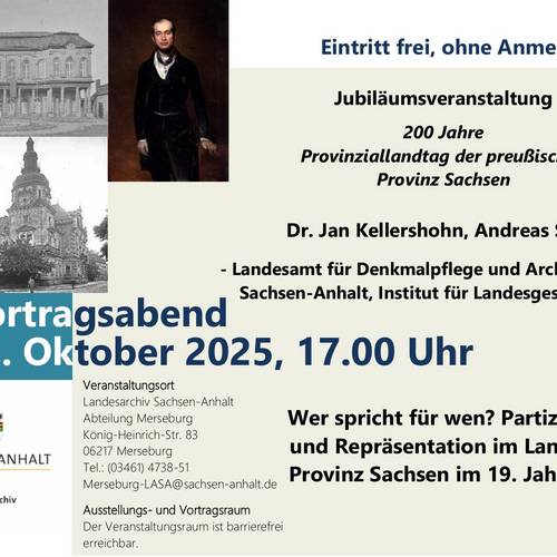 Abbildungsnachweis: 1. Schlossgartensalon Merseburg: LDA Sachsen-Anhalt. 2. Julius Graf von Zech-Burkersroda: Staatliche Kunstsammlungen Dresden. 3. Ständehaus Merseburg: LASA, I 525 FS Nr. G 7555. Postkarte Vortrag Stahl Kellershohn